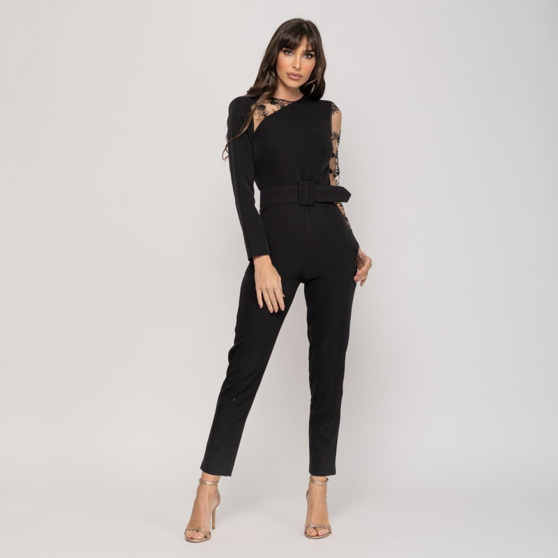 Jumpsuit Mono Selma preto com renda