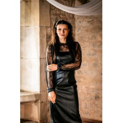 Vestido em pele e renda pretos