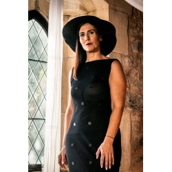 Vestido longo preto malha transparente