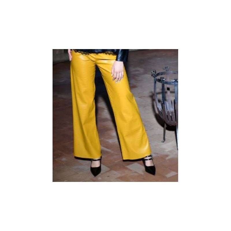 Calças em pele amarelo