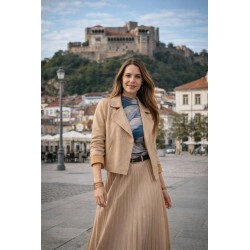 BIKER EM CAMURÇA ( rosa e beige)